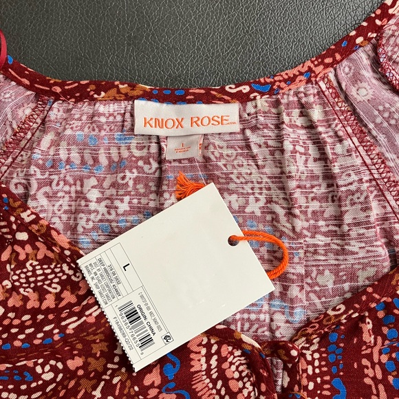 NEW Knox Rose Deep Hibiscus Boho Long Sleeve Paisley Rayon Button Blouse Large - Picture 3 of 6